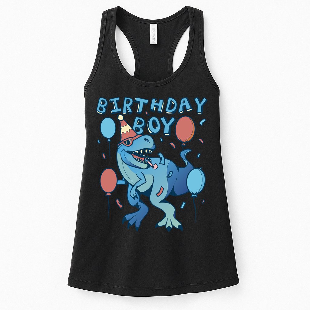 Birthday Boy Dinosaur Celebration Womens Tank Top