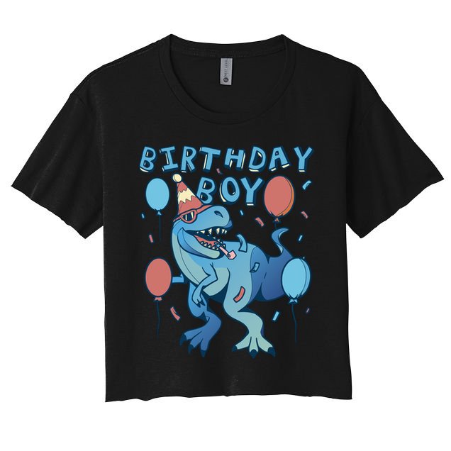 Birthday Boy Dinosaur Celebration Crop Top