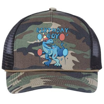 Birthday Boy Dinosaur Celebration Retro Rope Trucker Hat Cap