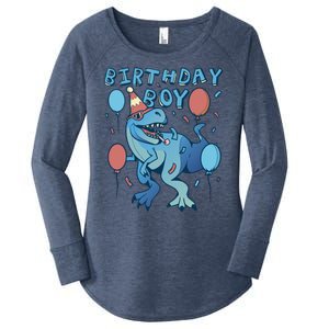 Birthday Boy Dinosaur Celebration Women's Perfect Tri Tunic Long Sleeve Shirt