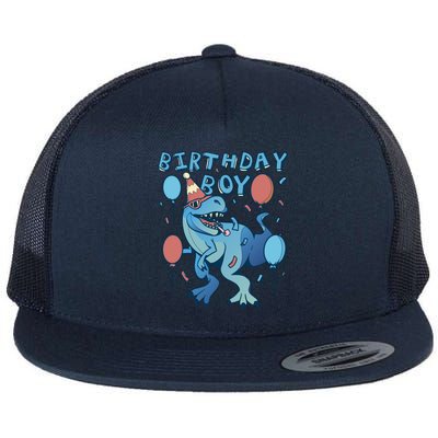 Birthday Boy Dinosaur Celebration Flat Bill Trucker Hat