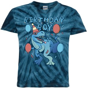 Birthday Boy Dinosaur Celebration Kids Tie-Dye T-Shirt