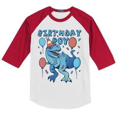 Birthday Boy Dinosaur Celebration Kids Colorblock Raglan Jersey