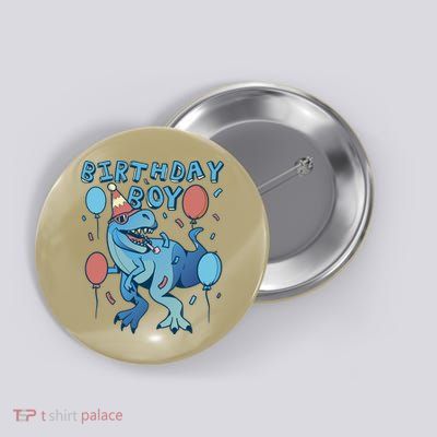 Birthday Boy Dinosaur Celebration Button