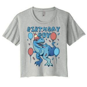 Birthday Boy Dinosaur Celebration Women's Crop Top Tee