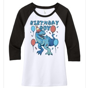 Birthday Boy Dinosaur Celebration Women's Tri-Blend 3/4-Sleeve Raglan Shirt