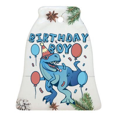 Birthday Boy Dinosaur Celebration Ceramic Bell Ornament