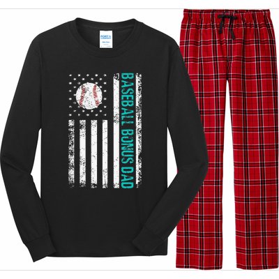 Baseball Bonus Dad Us Flag Best Baseball Dad Fathers Day Long Sleeve Pajama Set