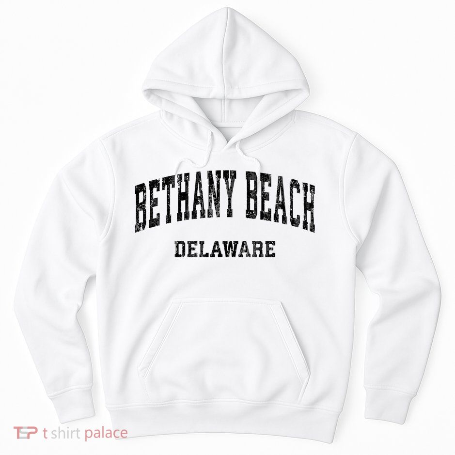 Bethany Beach Delaware De Vintage Varsity Sports Design Hoodie