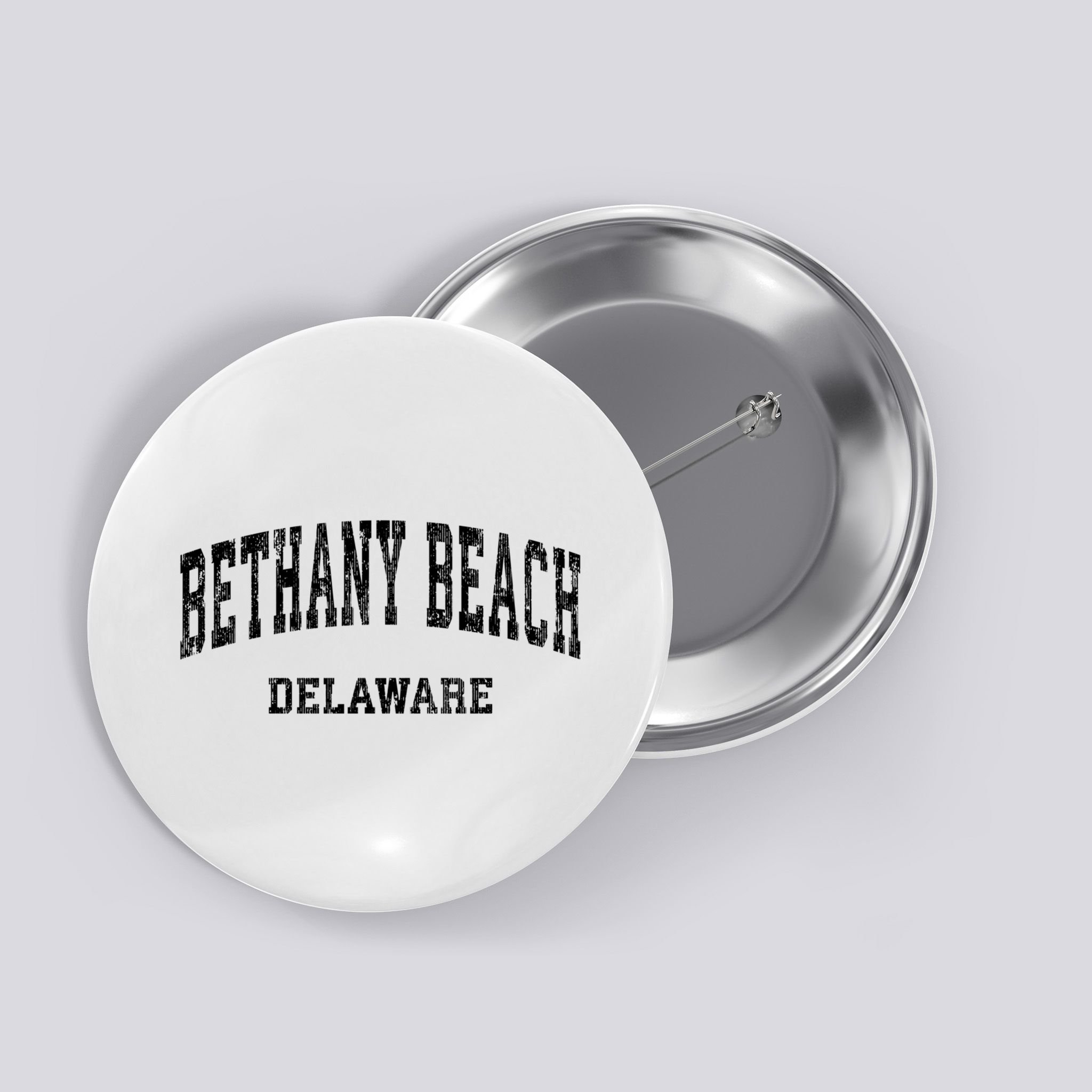 Bethany Beach Delaware De Vintage Varsity Sports Design Button