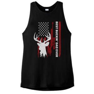 Best Buckin Dad Ever Deer Hunting Gift Ladies PosiCharge Tri-Blend Wicking Tank