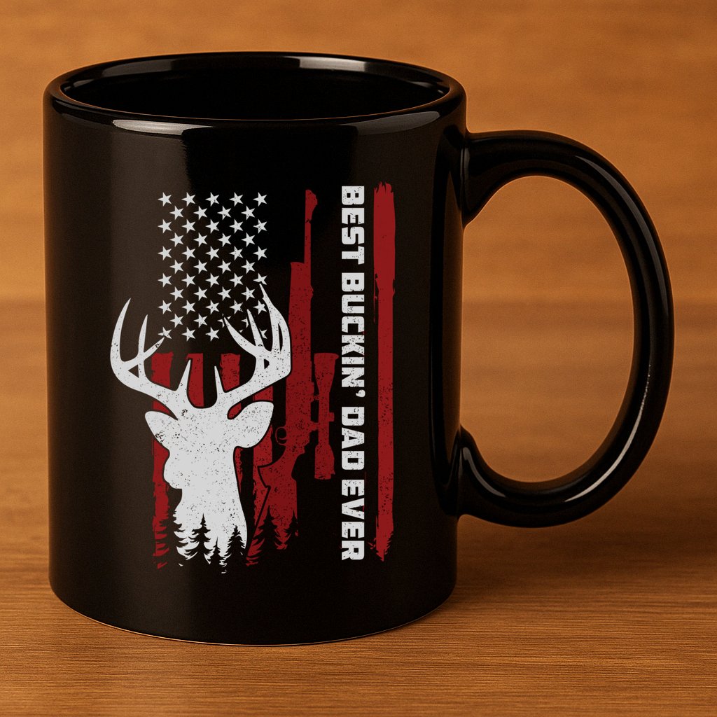 Best Buckin Dad Ever Deer Hunting Gift 11oz C Handle Ceramic Mug