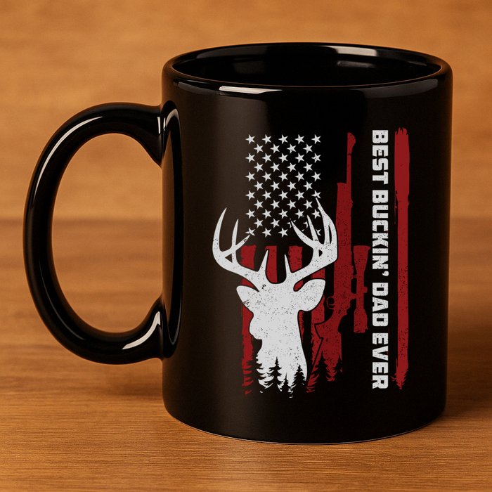 Best Buckin Dad Ever Deer Hunting Gift 11oz C Handle Ceramic Mug