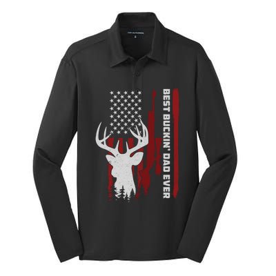 Best Buckin Dad Ever Deer Hunting Gift Silk Touch Performance Long Sleeve Polo