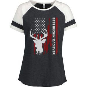 Best Buckin Dad Ever Deer Hunting Gift Enza Ladies Jersey Colorblock Tee