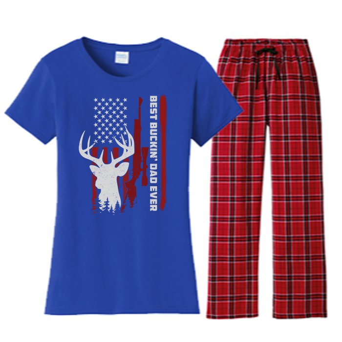 Best Buckin Dad Ever Deer Hunting Gift Women's Flannel Pajama Set