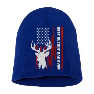 Best Buckin Dad Ever Deer Hunting Gift Short Acrylic Beanie