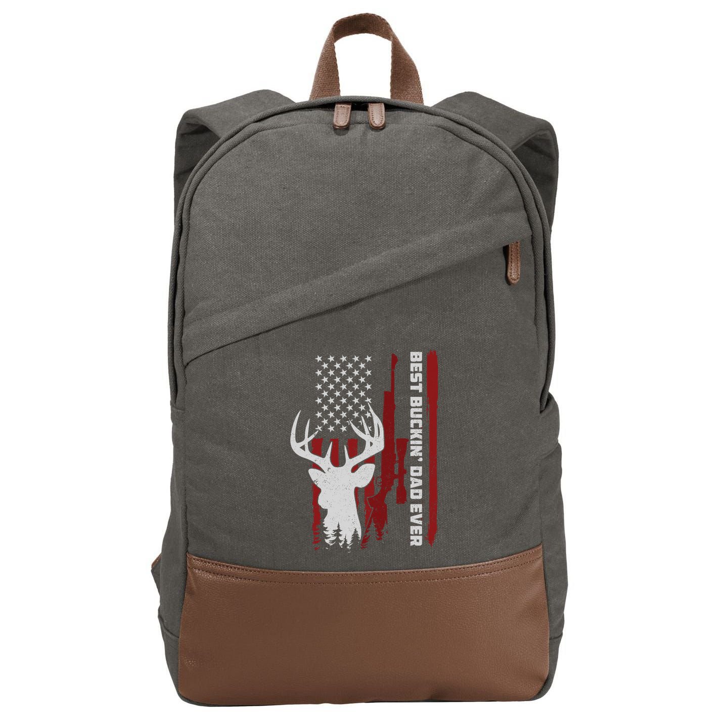 Best Buckin Dad Ever Deer Hunting Gift Cotton Canvas Backpack
