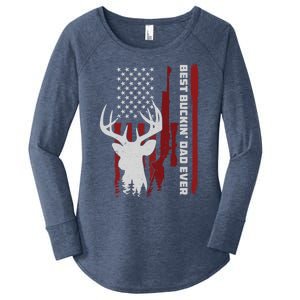 Best Buckin Dad Ever Deer Hunting Gift Women's Perfect Tri Tunic Long Sleeve Shirt