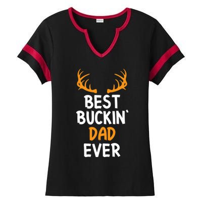 Best Buckin Dad Ever Cool Gift Ladies Halftime Notch Neck Tee