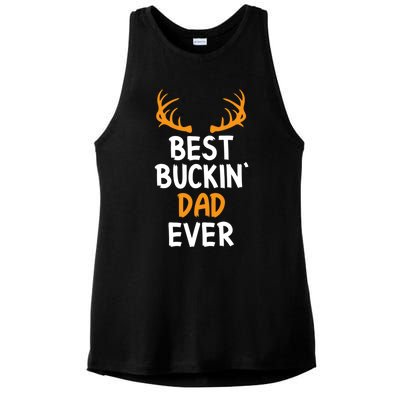 Best Buckin Dad Ever Cool Gift Ladies PosiCharge Tri-Blend Wicking Tank