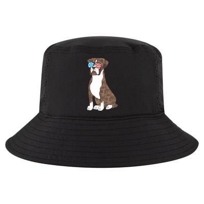 Brindle Boxer Dog Lovers July 4th Patriotic USA Sunglasses Cool Comfort Performance Bucket Hat