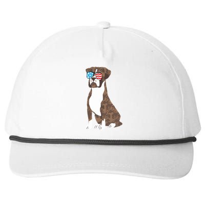 Brindle Boxer Dog Lovers July 4th Patriotic USA Sunglasses Snapback Five-Panel Rope Hat