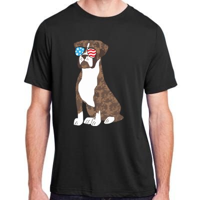 Brindle Boxer Dog Lovers July 4th Patriotic USA Sunglasses Adult ChromaSoft Performance T-Shirt