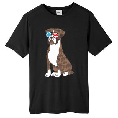 Brindle Boxer Dog Lovers July 4th Patriotic USA Sunglasses Tall Fusion ChromaSoft Performance T-Shirt