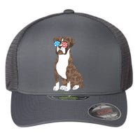 Brindle Boxer Dog Lovers July 4th Patriotic USA Sunglasses Flexfit Unipanel Trucker Cap