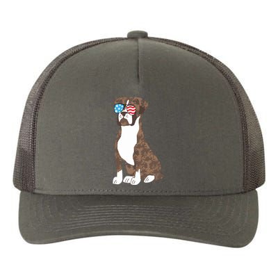 Brindle Boxer Dog Lovers July 4th Patriotic USA Sunglasses Yupoong Adult 5-Panel Trucker Hat