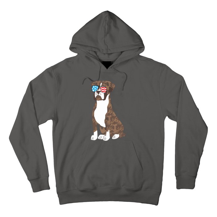 Brindle Boxer Dog Lovers July 4th Patriotic USA Sunglasses Hoodie