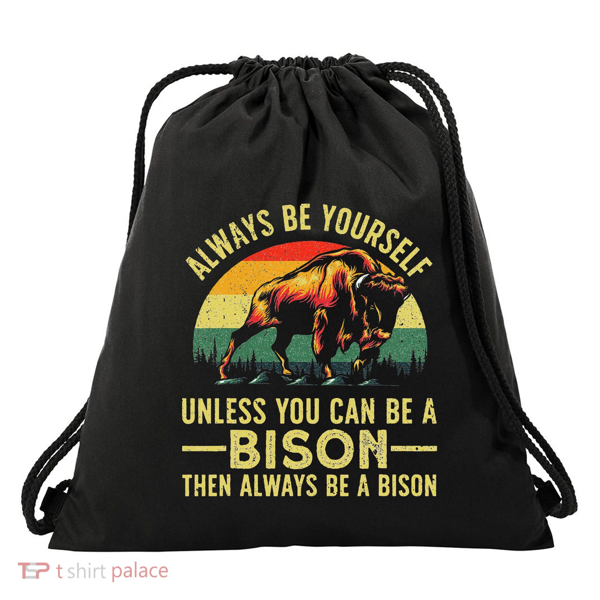 Best Bison Design Buffalo Bison Lovers Drawstring Bag