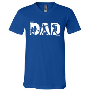 Best Baseball Dad Ever Fathers Day Baseball Meaningful Gift V-Neck T-Shirt