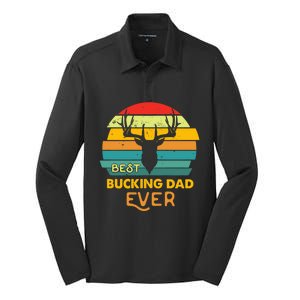 Best Buckin Dad Ever Gift Deer Hunting Bucking Father Gift Silk Touch Performance Long Sleeve Polo