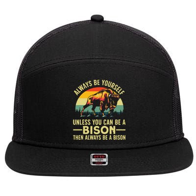 Best Bison Design For Buffalo Bison Lovers 7 Panel Mesh Trucker Snapback Hat