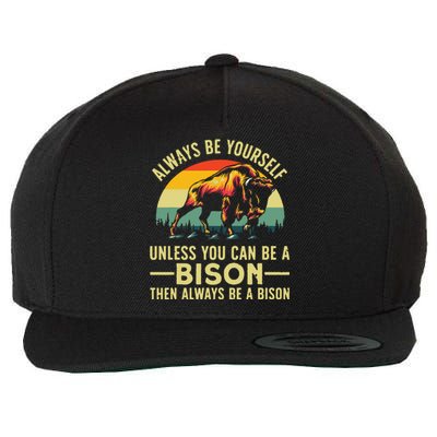 Best Bison Design For Buffalo Bison Lovers Wool Snapback Cap