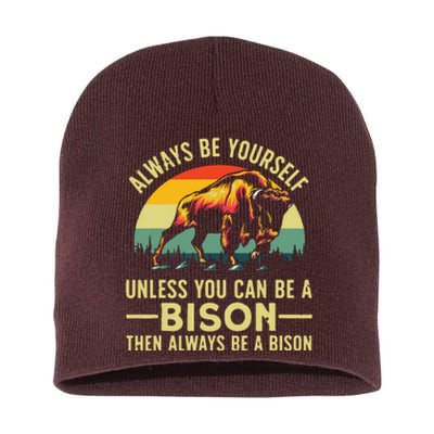 Best Bison Design For Buffalo Bison Lovers Short Acrylic Beanie