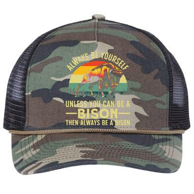 Best Bison Design For Buffalo Bison Lovers Retro Rope Trucker Hat Cap