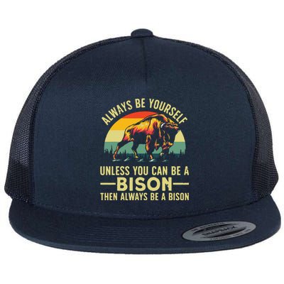 Best Bison Design For Buffalo Bison Lovers Flat Bill Trucker Hat