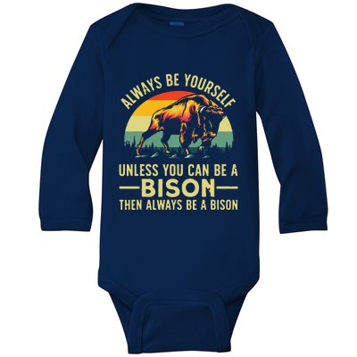 Best Bison Design For Buffalo Bison Lovers Baby Long Sleeve Bodysuit