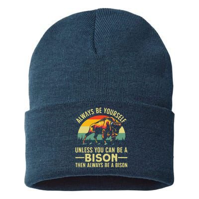 Best Bison Design For Buffalo Bison Lovers Sustainable Knit Beanie