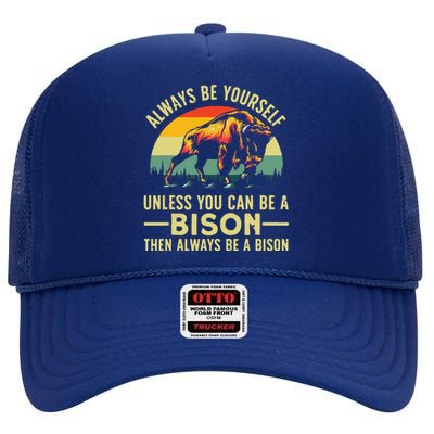 Best Bison Design For Buffalo Bison Lovers High Crown Mesh Back Trucker Hat