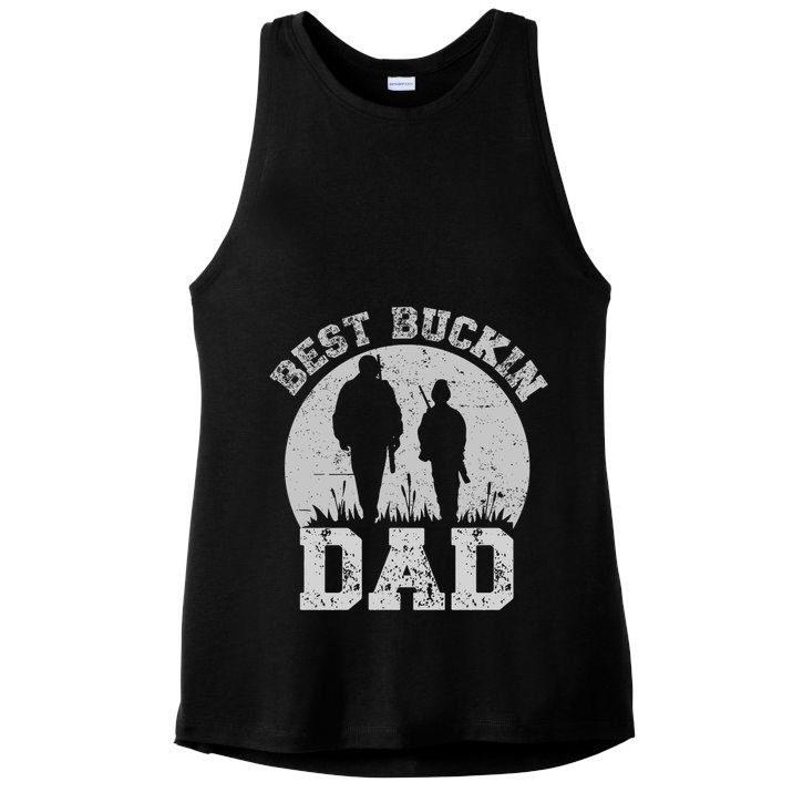 BEST BUCKIN DAD EVER Ladies PosiCharge Tri-Blend Wicking Tank