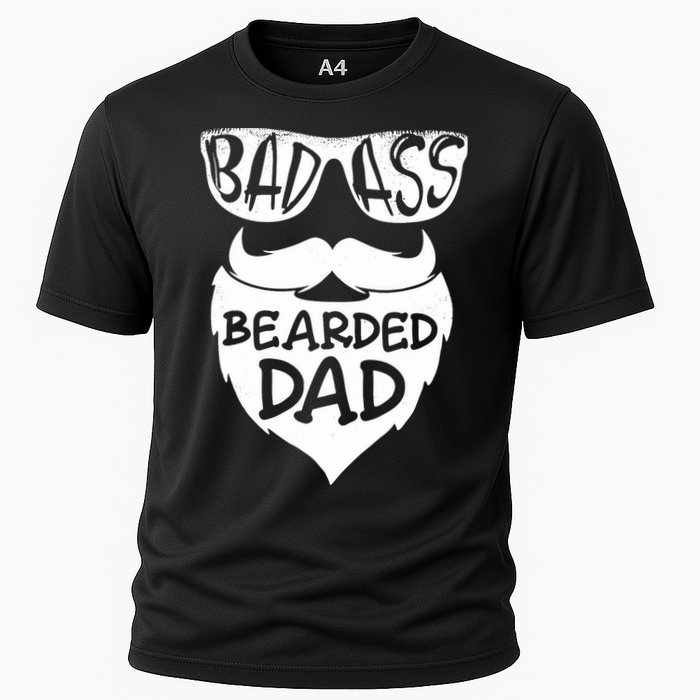 Badass Bearded Dad Shirts Father Papa With Beard Cooling Performance Crew T-Shirt