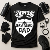 Badass Bearded Dad Shirts Father Papa With Beard Cooling Performance Crew T-Shirt