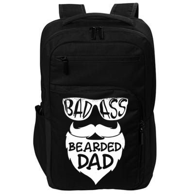 Badass Bearded Dad Shirts Father Papa With Beard Impact Tech Backpack
