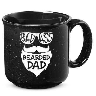 Badass Bearded Dad Shirts Father Papa With Beard 15oz Campfire Ceramic Mug