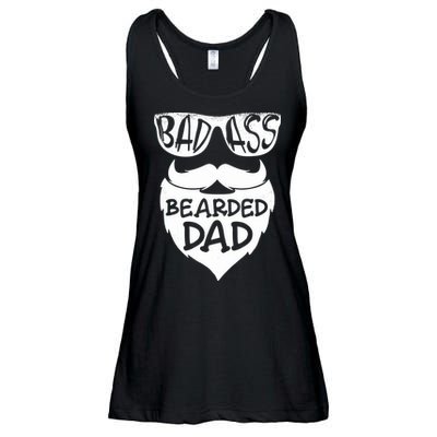 Badass Bearded Dad Shirts Father Papa With Beard Ladies Essential Flowy Tank