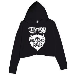 Badass Bearded Dad Shirts Father Papa With Beard Crop Fleece Hoodie